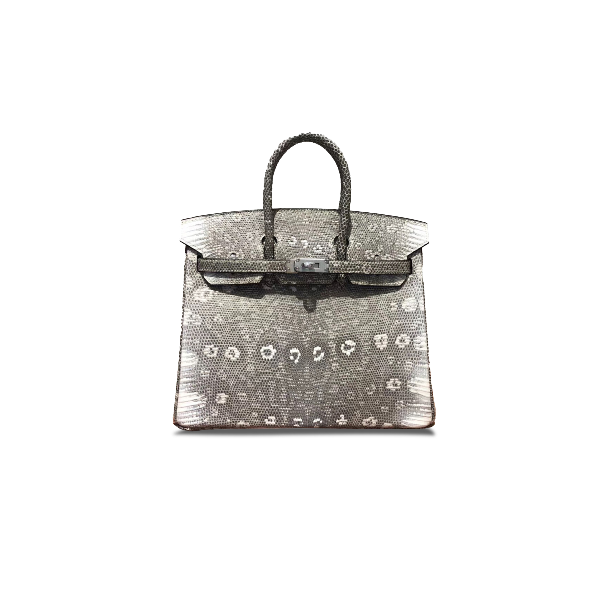 H**mes master birkin 25 lizard leather silver buckle bag h028369ck18 (25*20*13cm)